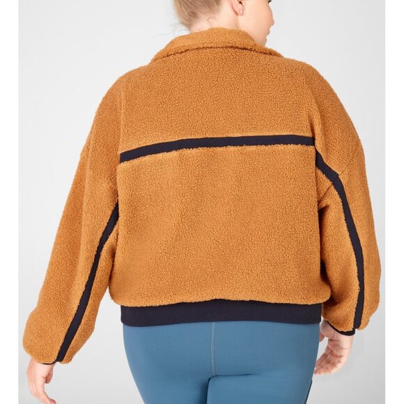 Fabletics Spencer Reversible Teddy Bomber Jacket in the Color Sepia Size L - Picture 3 of 15